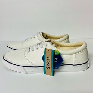New Women’s TOMS FENIX LACE UP White Washed Canvas Size 10